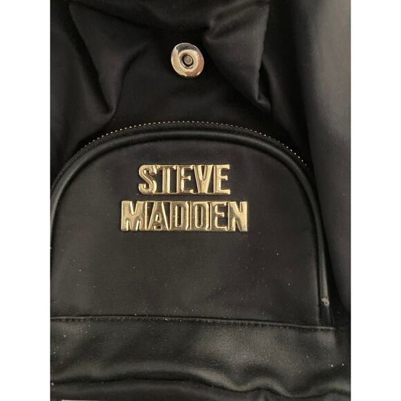 Steve Madden Bcyrus Backpack Black Nylon Drawstring Gold Logo Convertible Bag main image 9